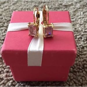 ❌SOLD❌Faux Gold Pink Tourmaline Stone Earrings